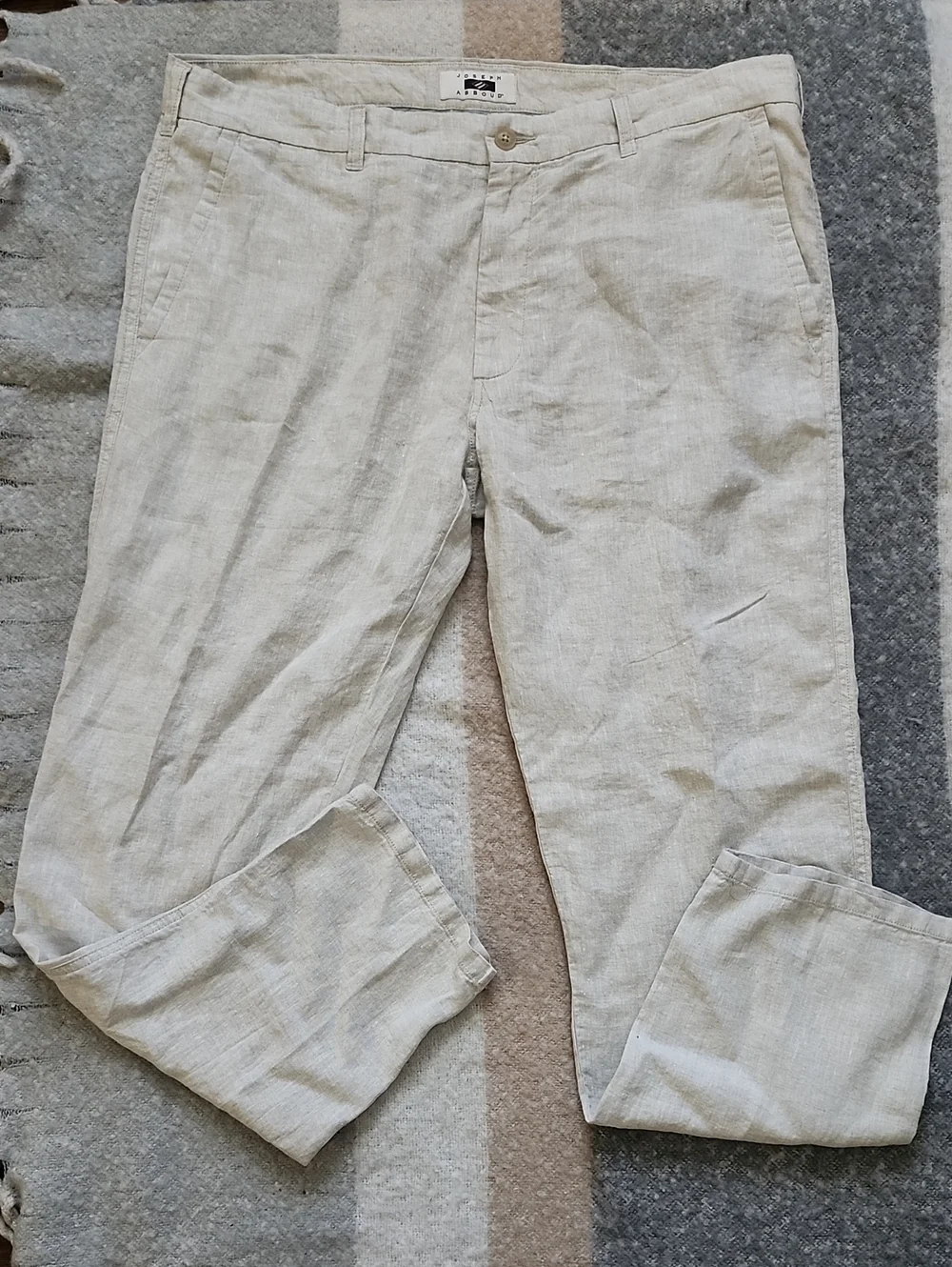 Joseph Abboud Men's Linen Pants 40x32 Beige Flat Front Summer Beach Tapered